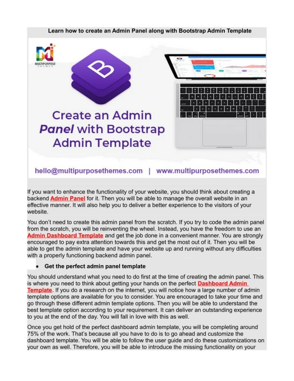 learn how to create an admin panel along with
