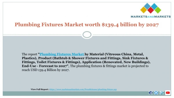 Plumbing Fixtures Market worth $139.4 billion by 2027