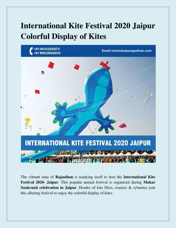 International Kite Festival 2020– Jaipur| Colorful display of Kites