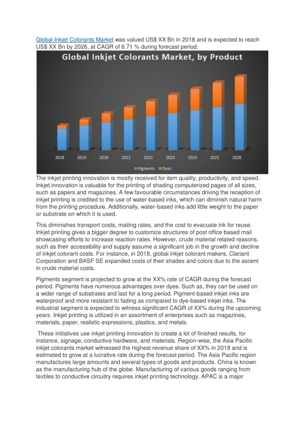 global inkjet colorants market was valued