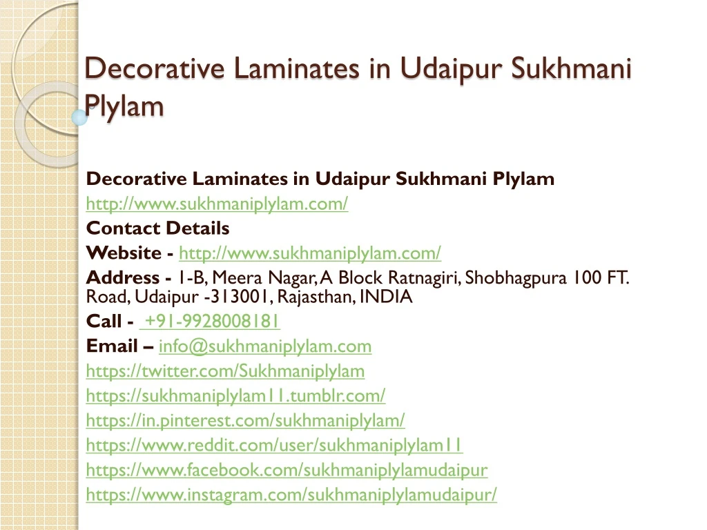 decorative laminates in udaipur sukhmani plylam