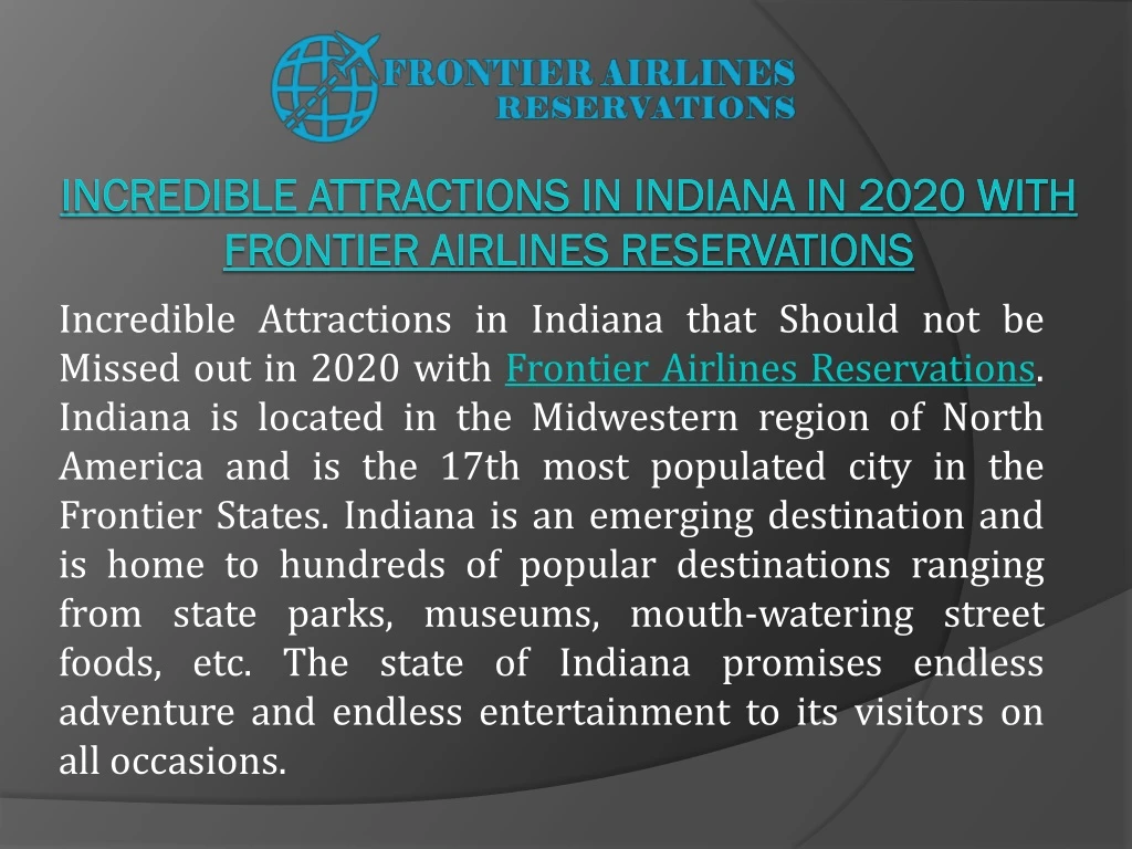 incredible attractions in indiana in 2020 with frontier airlines reservations