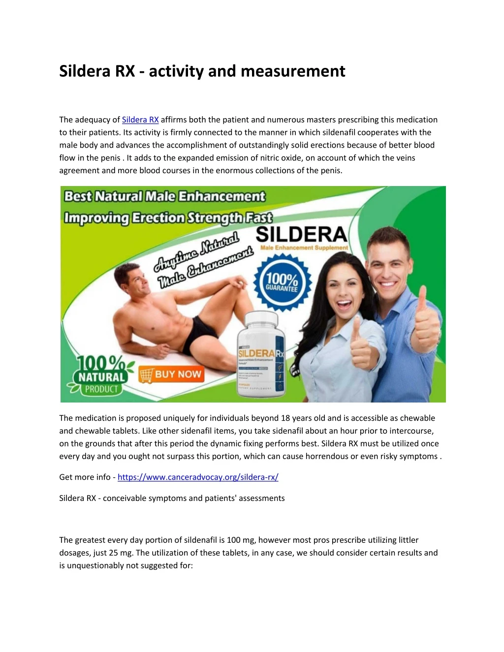 sildera rx activity and measurement