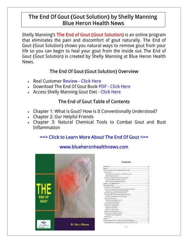 (PDF) The End Of Gout Book Shelly Manning: Shelly Manning Gout Book PDF By Blue Heron Health News