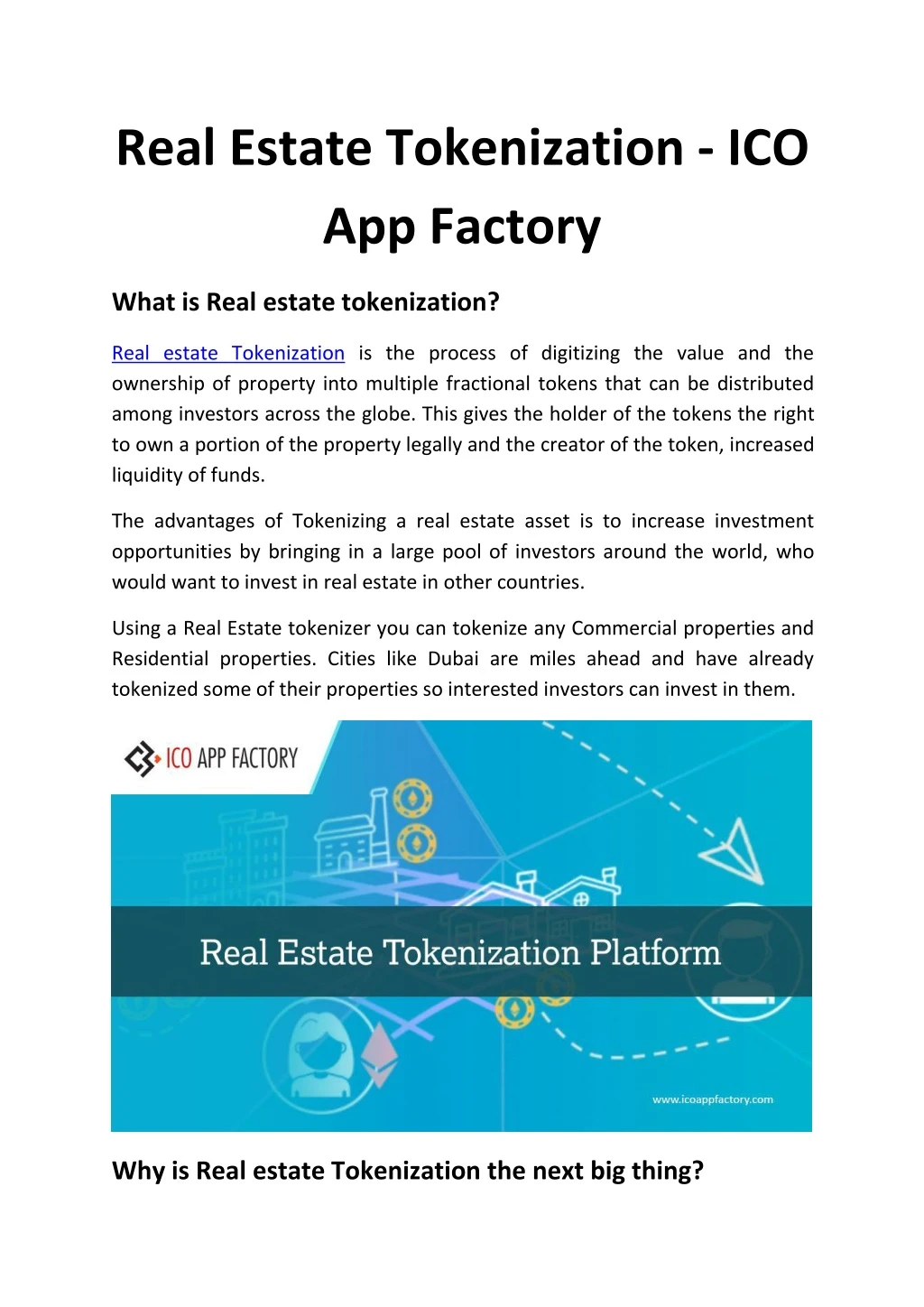 real estate tokenization ico app factory