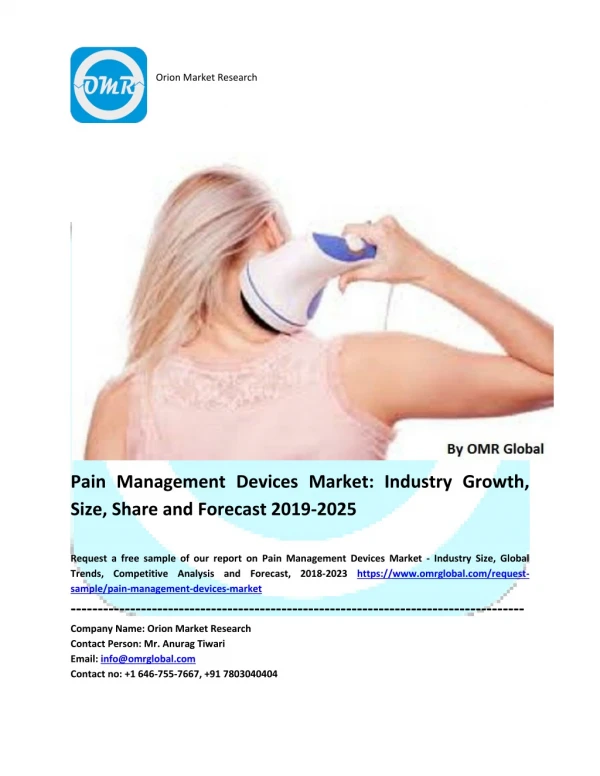 Pain Management Devices Market: Industry Growth, Size, Share and Forecast 2019-2025