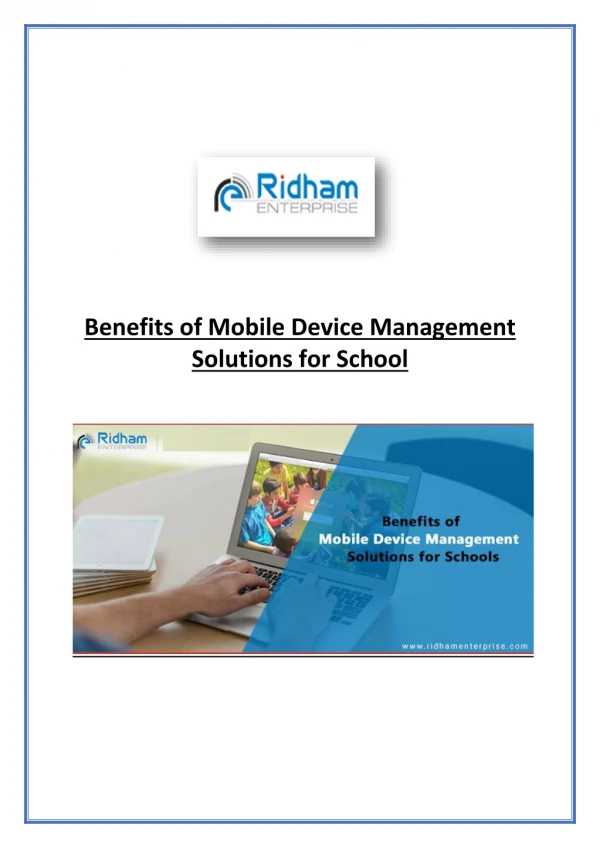Benefits of Mobile Device Management Solutions for School