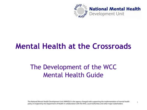 Mental Health at the Crossroads