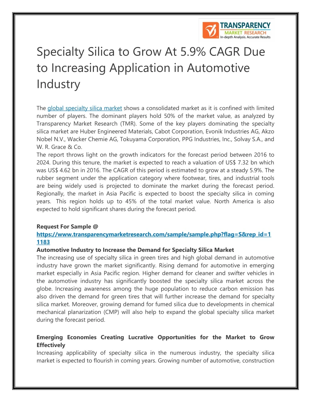 specialty silica to grow at 5 9 cagr