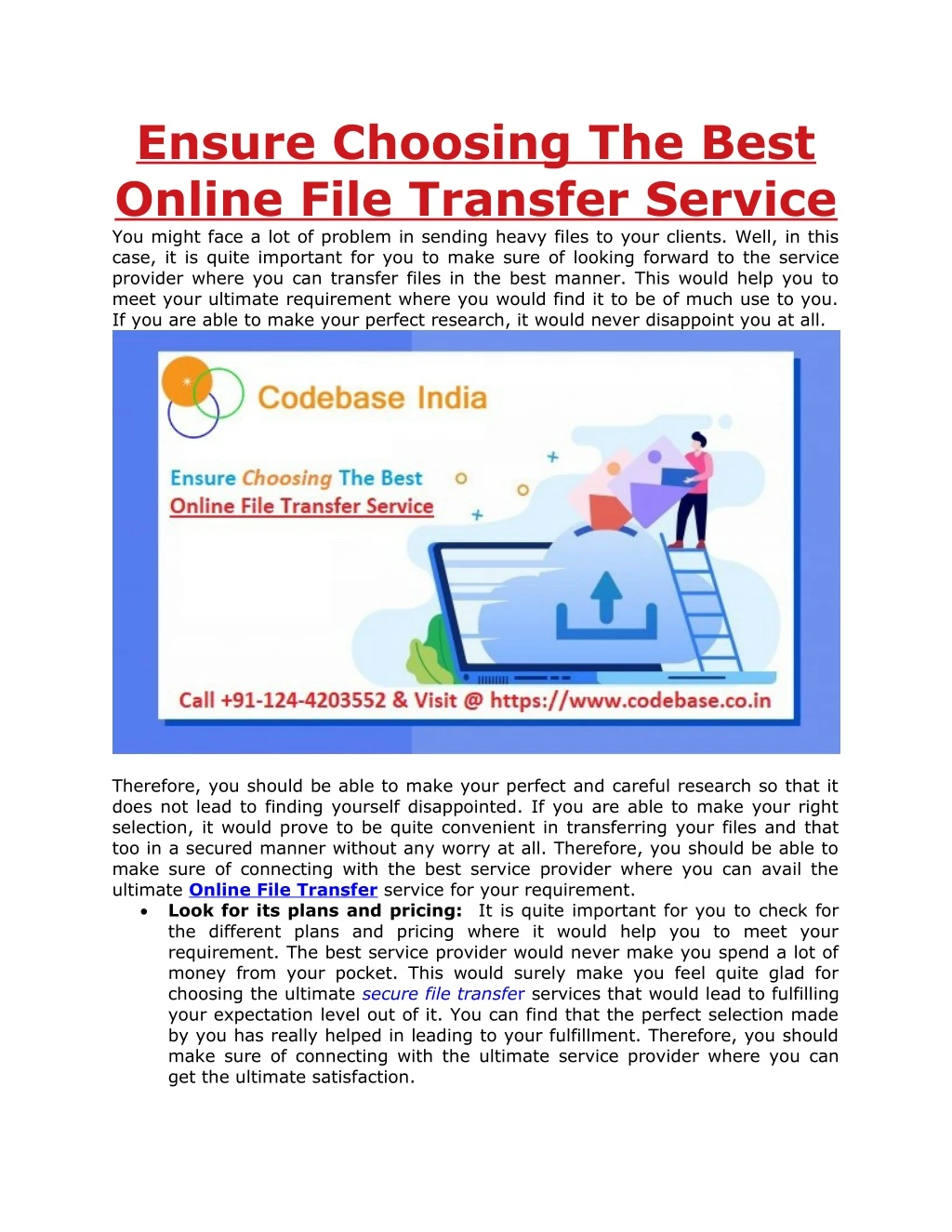 ensure choosing the best online file transfer