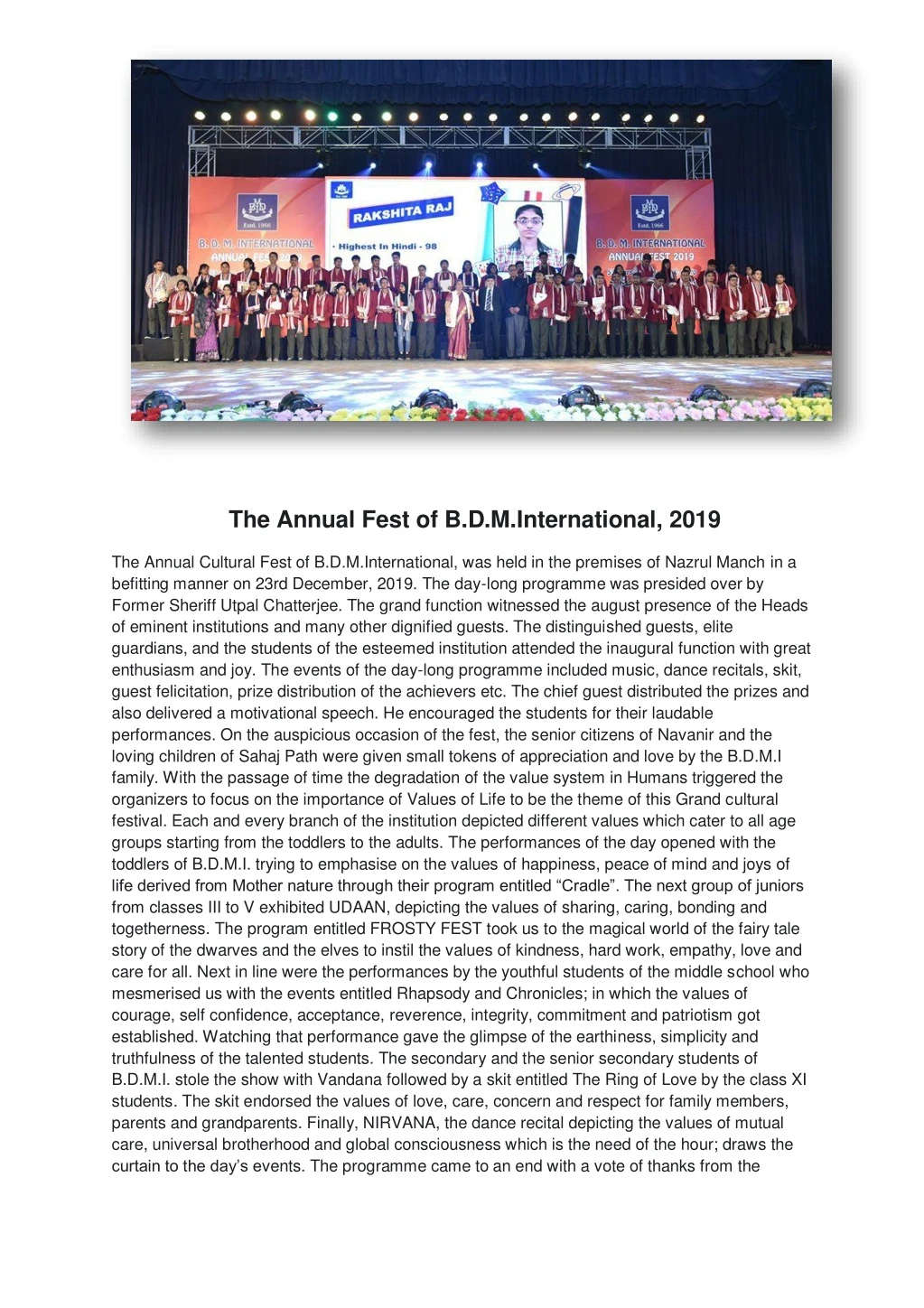 the annual fest of b d m international 2019