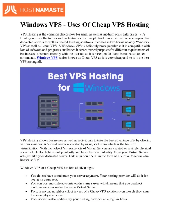windows vps uses of cheap vps hosting
