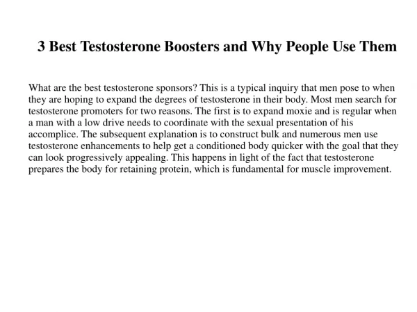 3 Best Testosterone Boosters and Why People Use Them