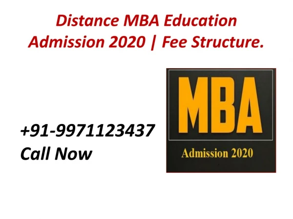 Distance MBA Education Admission 2020 | Fee Structure.9971123437