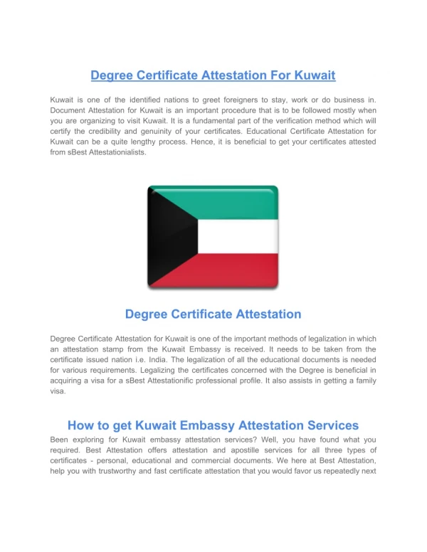Degree Certificate Attestation for Kuwait