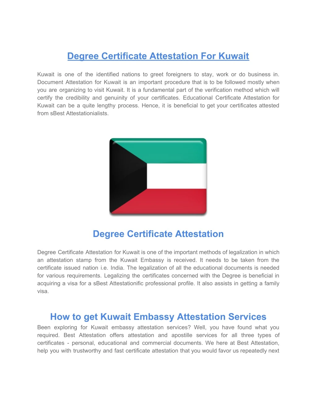 degree certificate attestation for kuwait