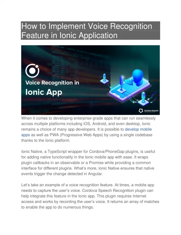 how to implement voice recognition feature