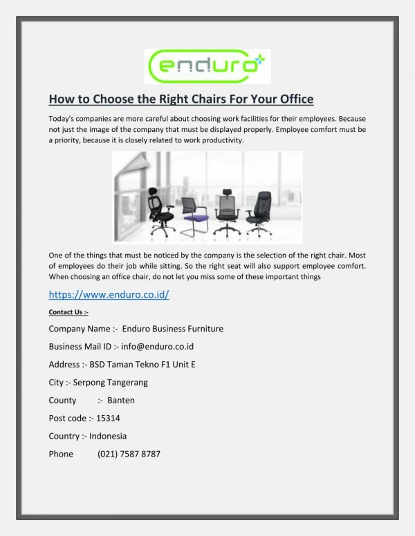 how to choose the right chairs for your office