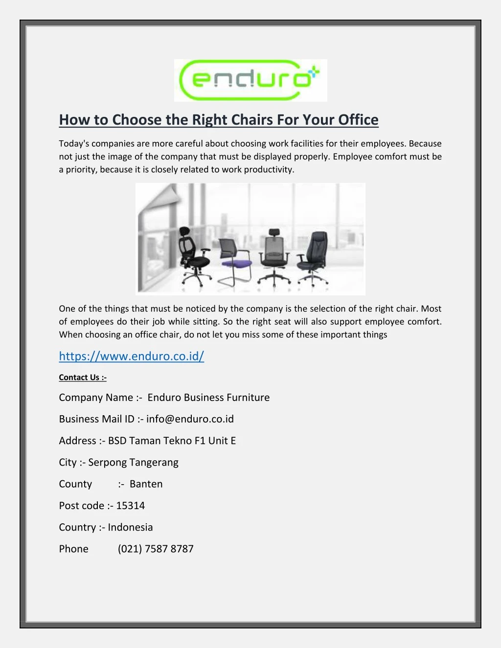 how to choose the right chairs for your office