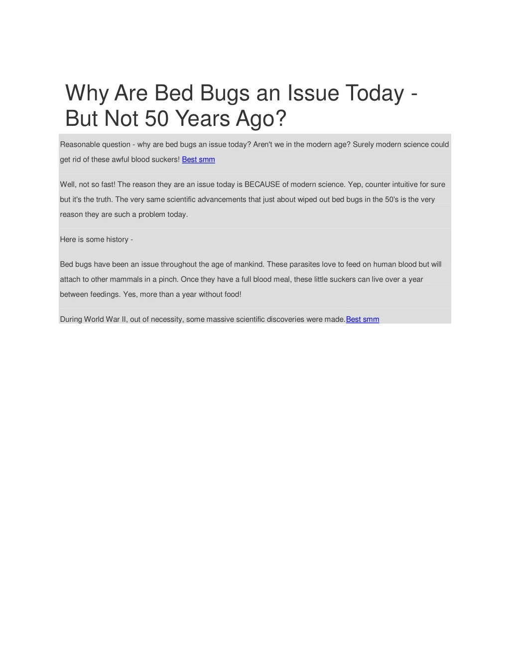 why are bed bugs an issue today but not 50 years