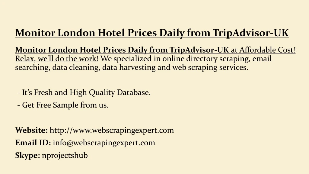 monitor london hotel prices daily from tripadvisor uk