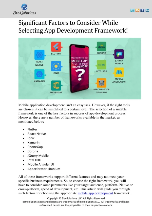 significant factors to consider while selecting