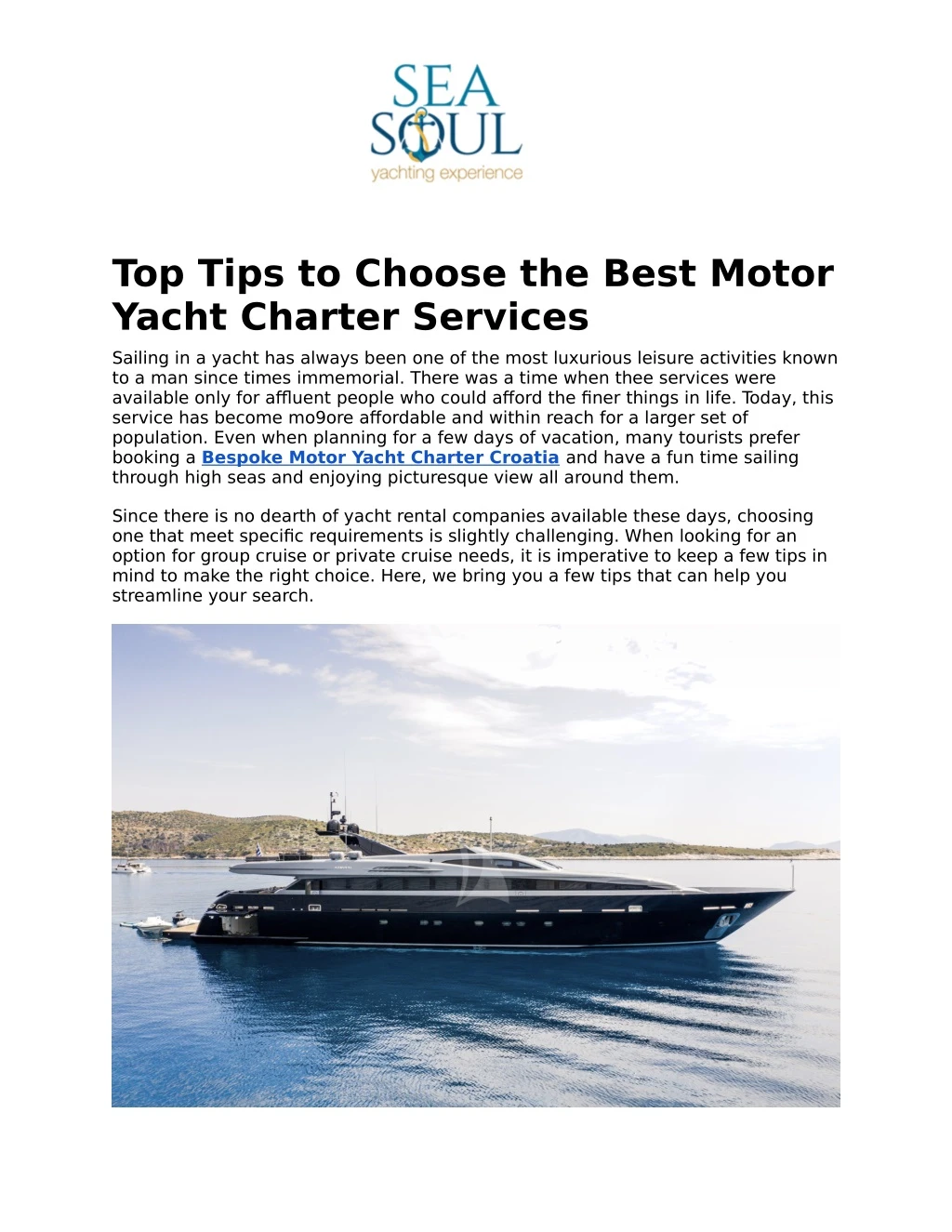 top tips to choose the best motor yacht charter