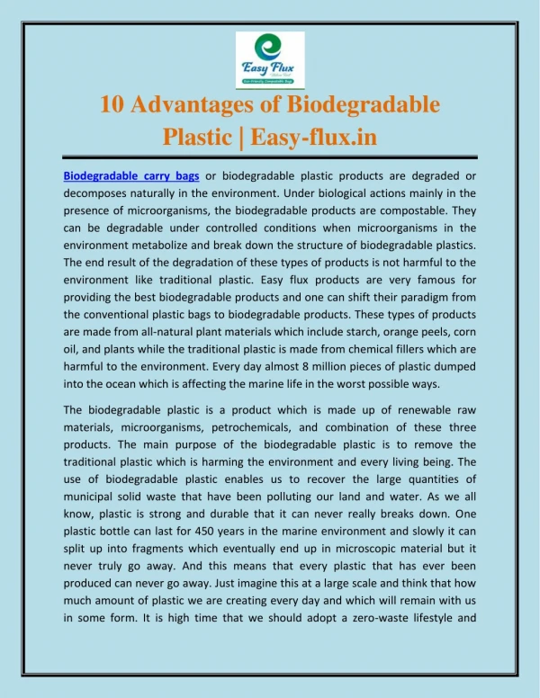 10 Advantages of Biodegradable Plastic | Easy-flux.in