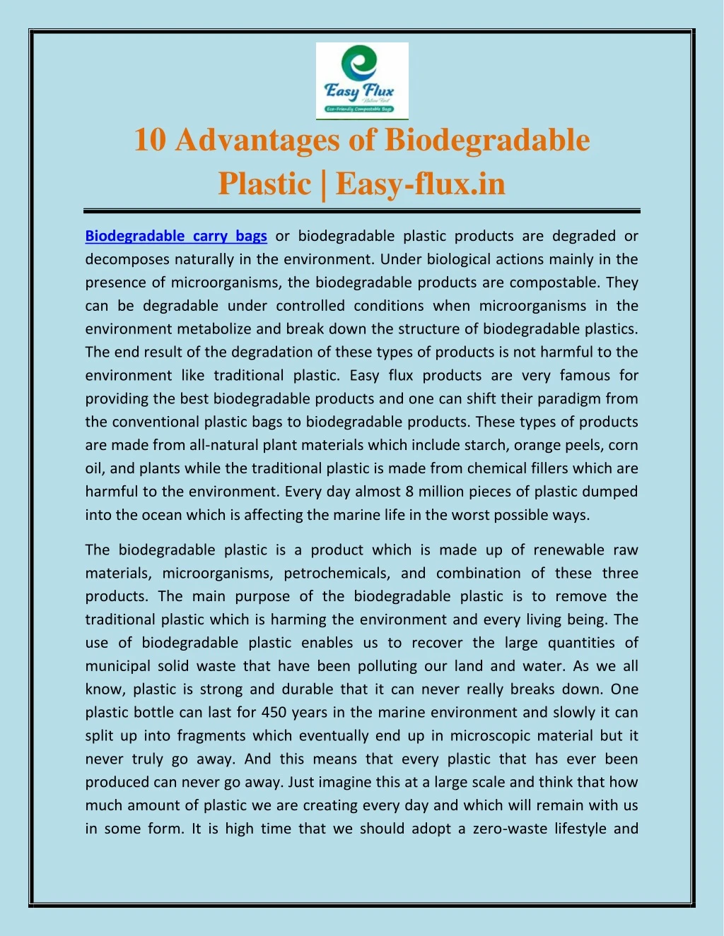 10 advantages of biodegradable plastic easy flux