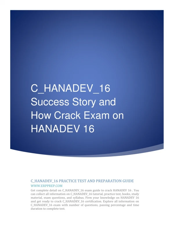 C-HANADEV-16 Success Story and How to Crack Exam on HANADEV 16