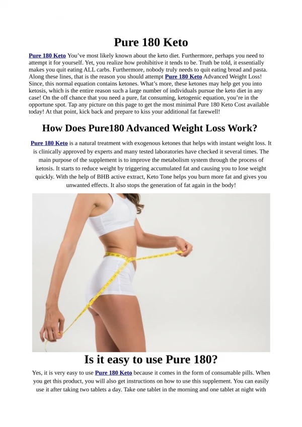 Pure 180 Keto Diet Pill Claims: