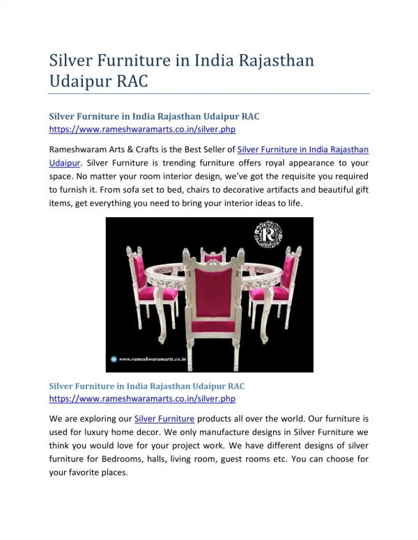 silver furniture in india rajasthan udaipur rac