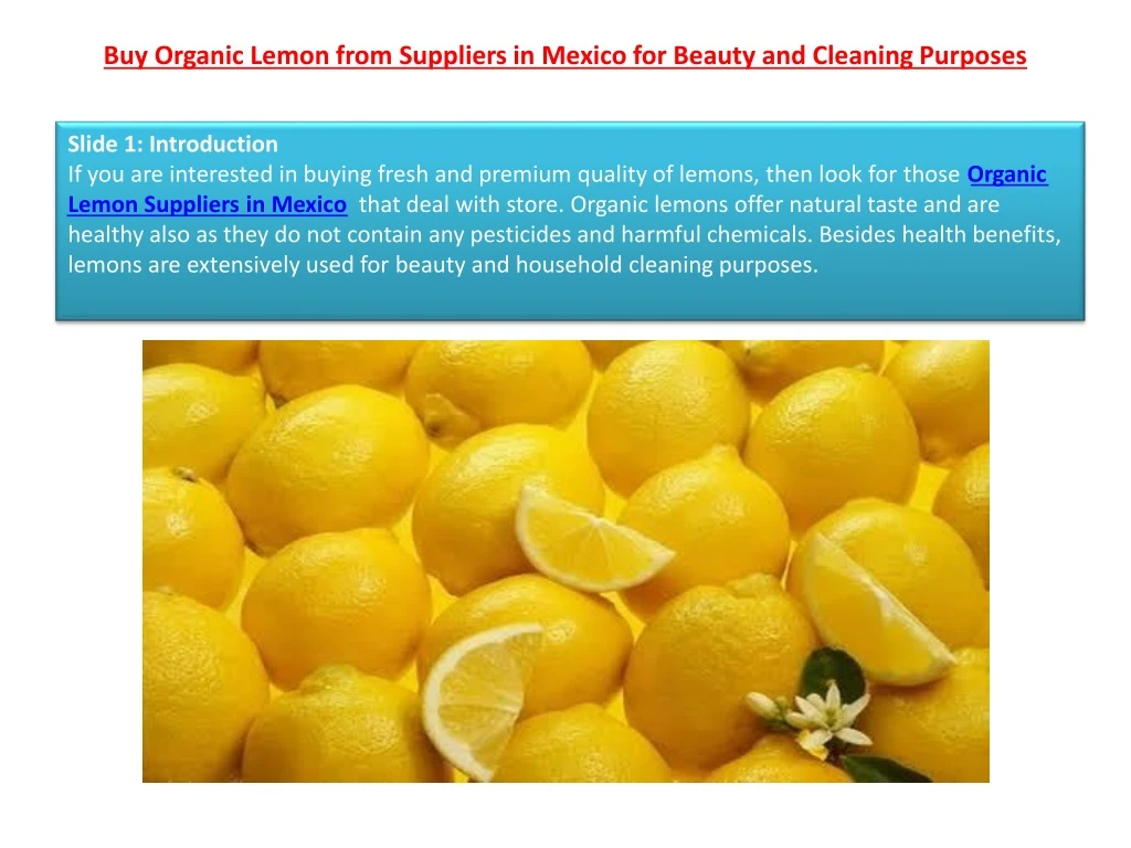 buy organic lemon from suppliers in mexico for beauty and cleaning purposes