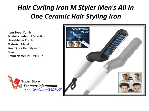 Hair Curling Iron M Styler Men's All In One Ceramic Hair Styling Iron