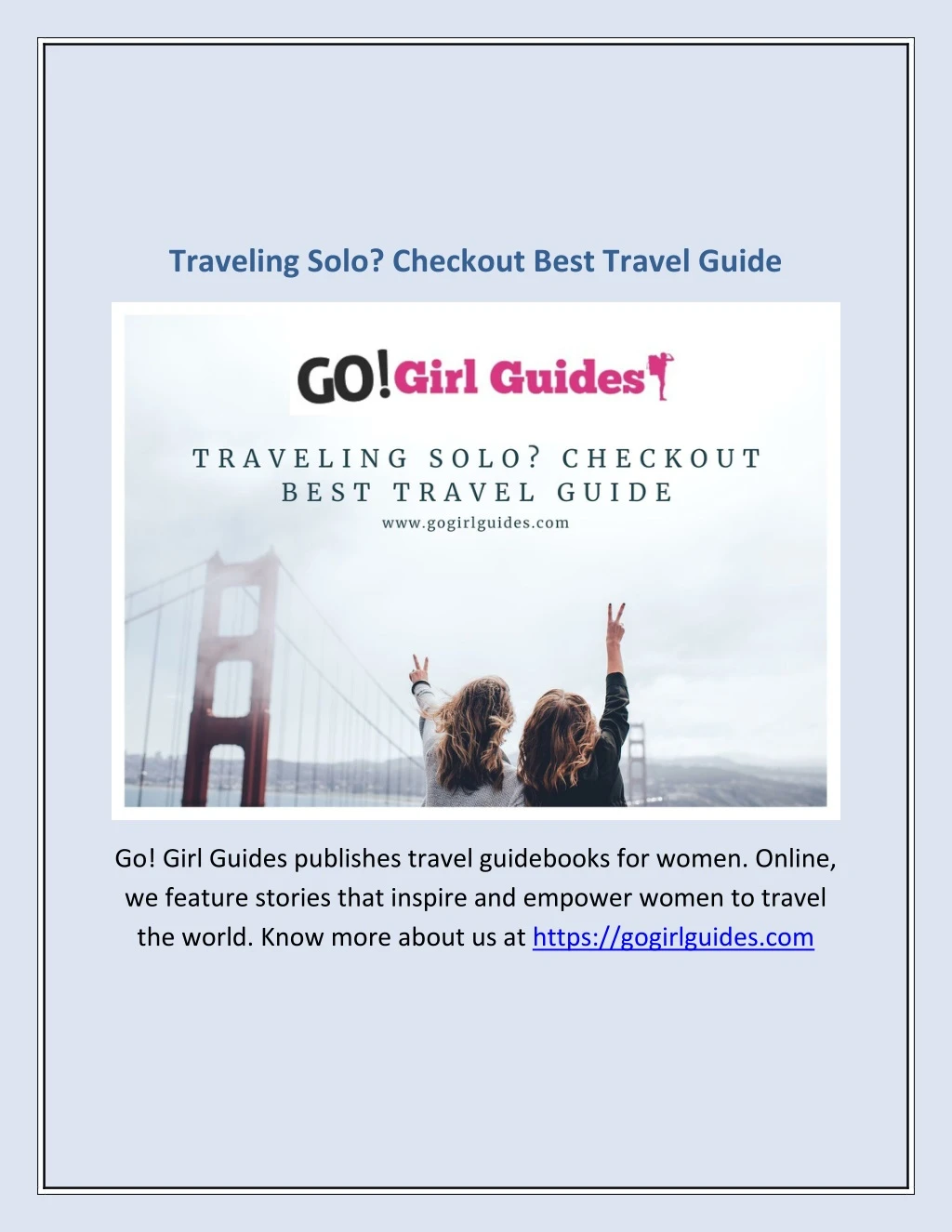 traveling solo checkout best travel guide
