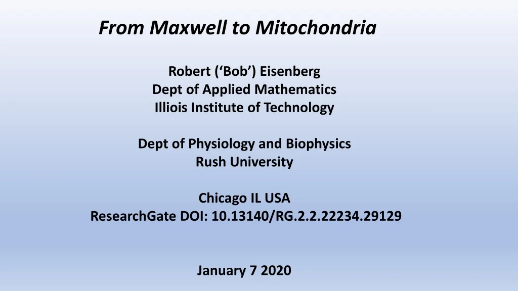 from maxwell to mitochondria