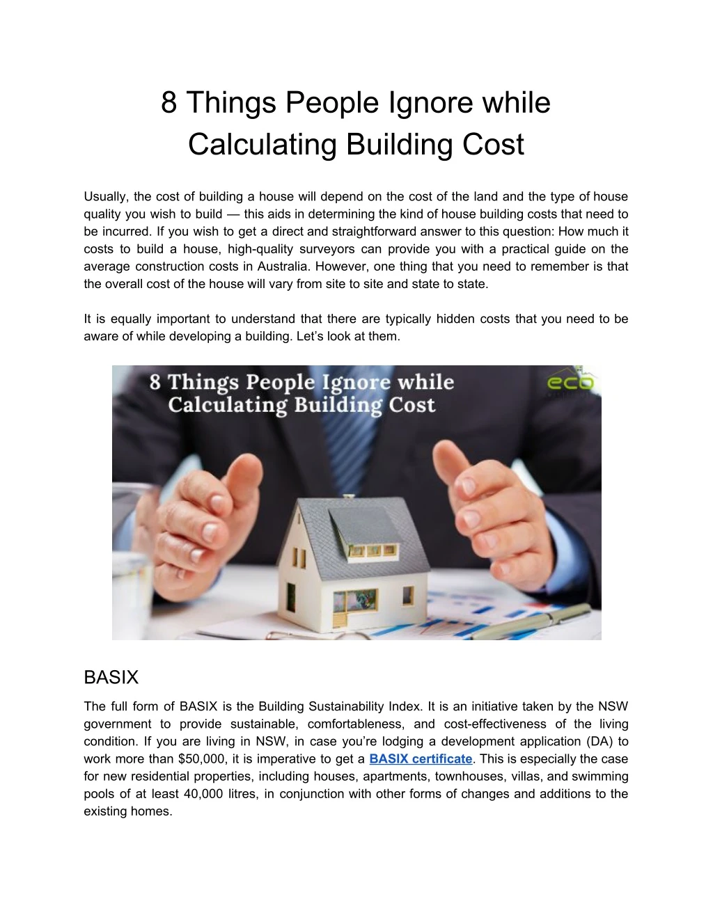 8 things people ignore while calculating building