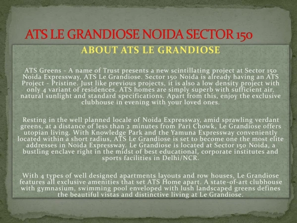 ATS Le Grandiose Noida Sector 150