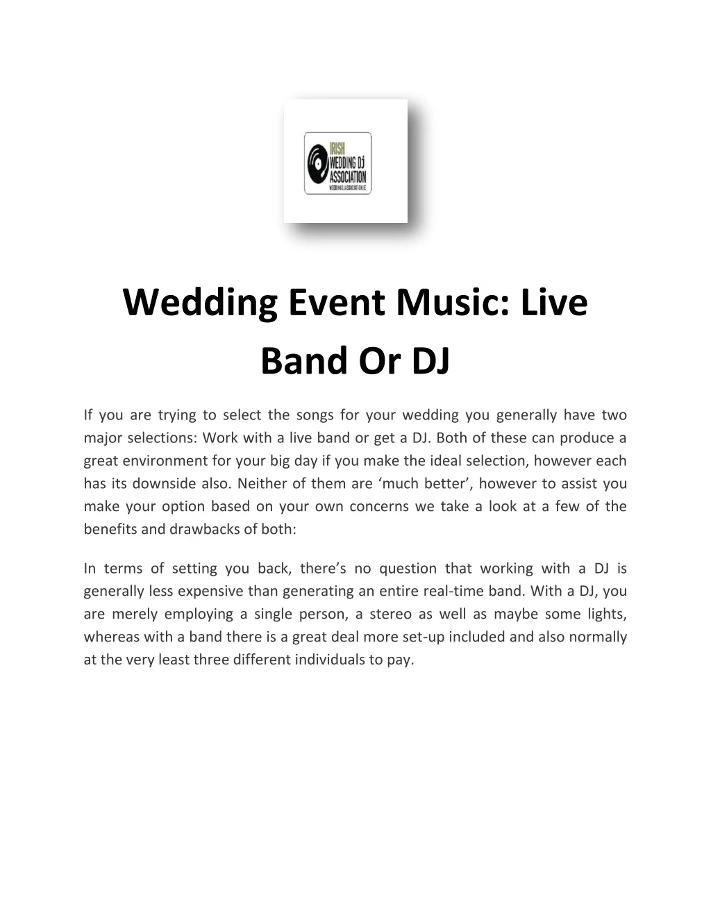 wedding event music live band or dj