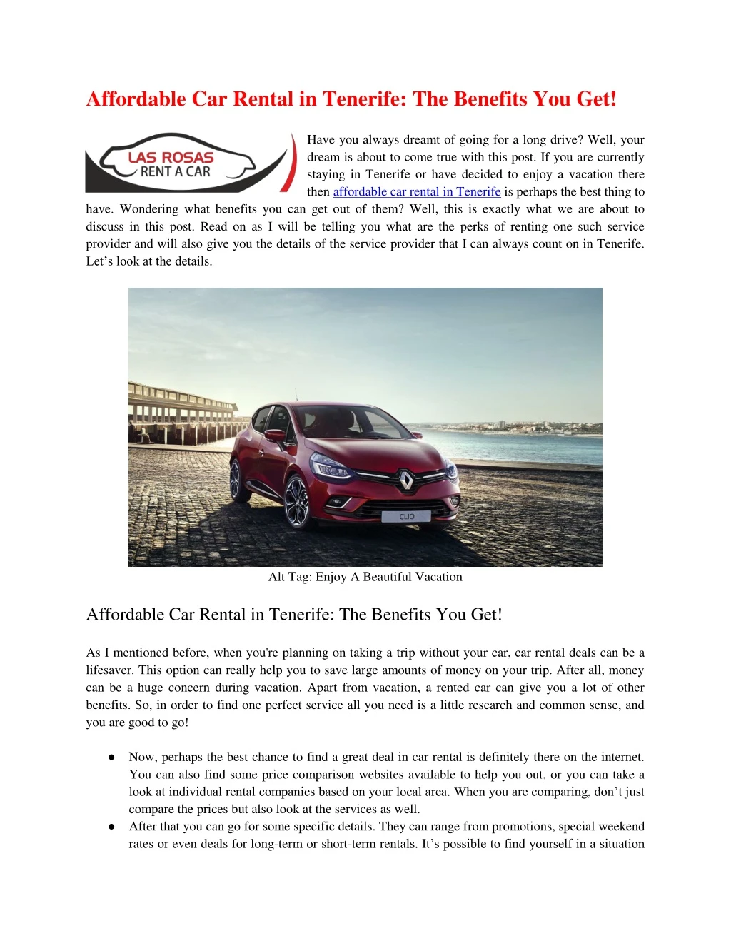 affordable car rental in tenerife the benefits