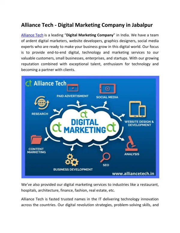 Alliance Tech - Digital Marketing Company in Jabalpur