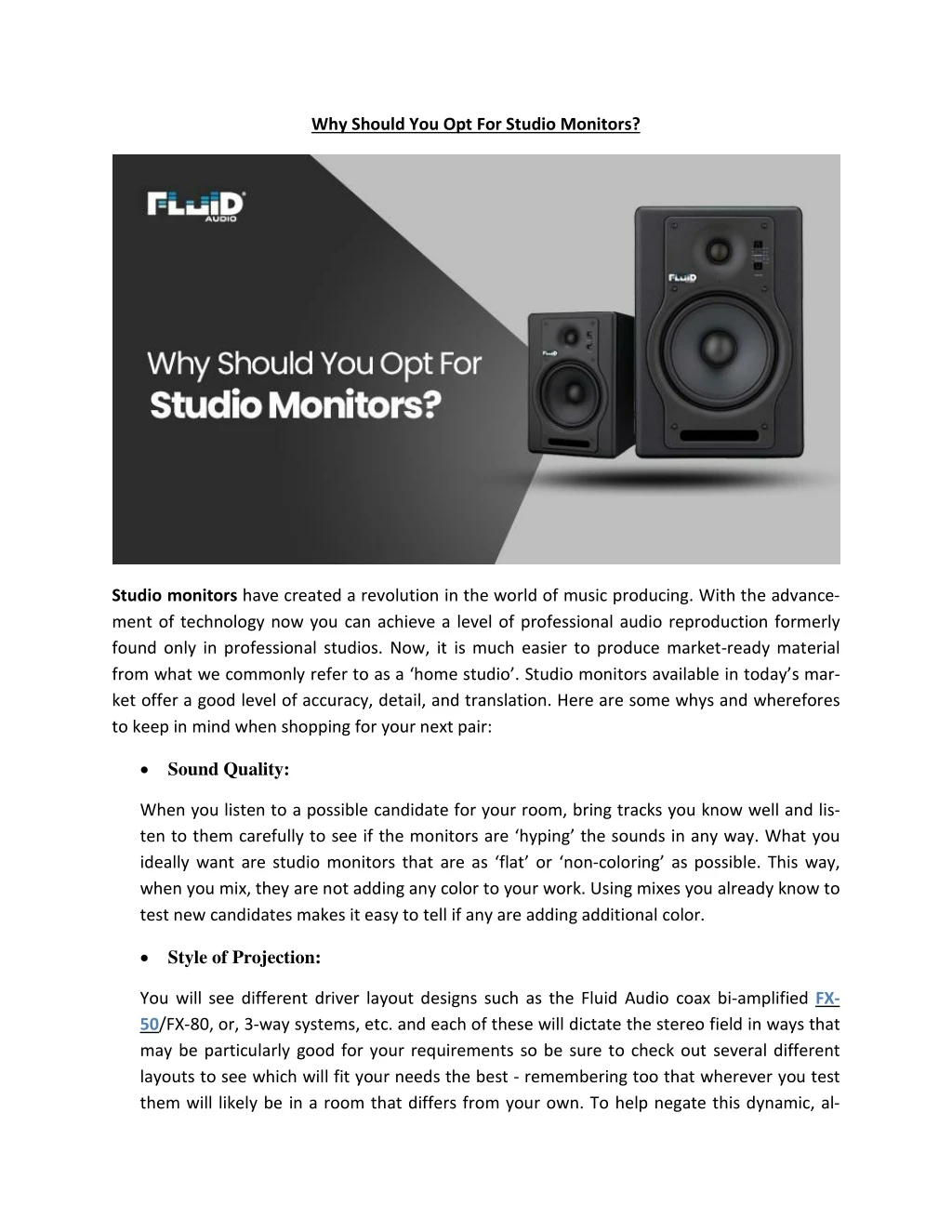 why should you opt for studio monitors