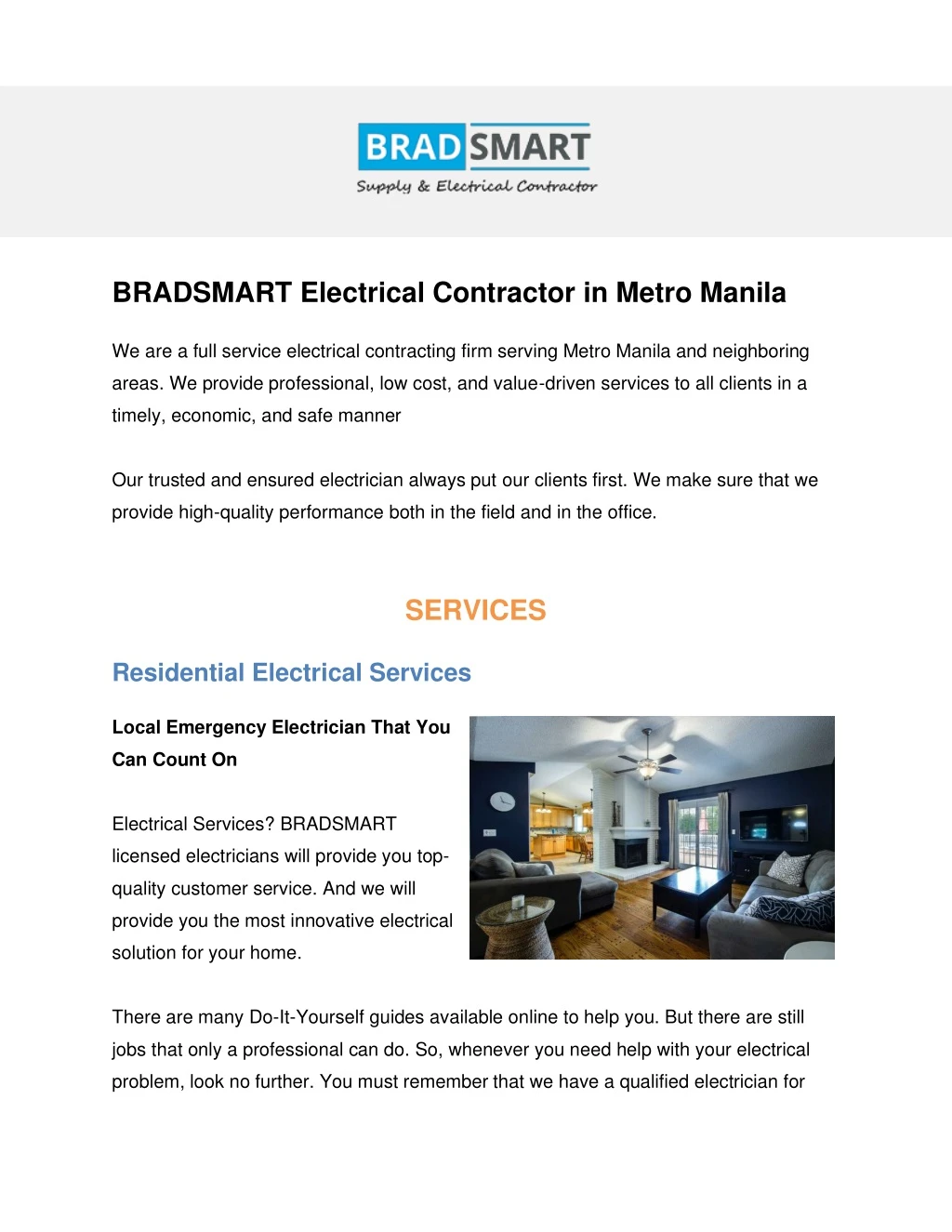 bradsmart electrical contractor in metro manila