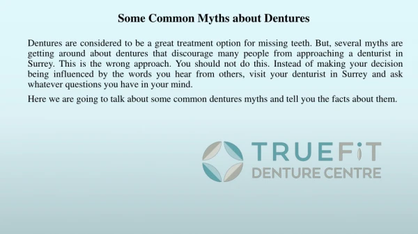 Some Common Myths about Dentures