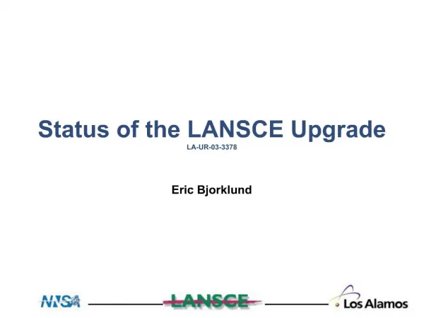 Status of the LANSCE Upgrade LA-UR-03-3378