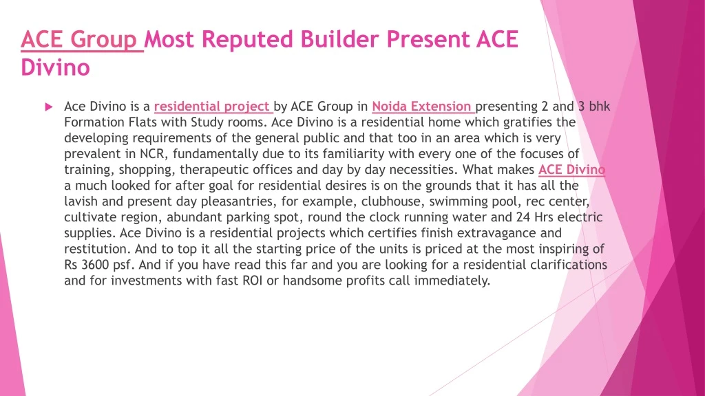 ace group most reputed builder present ace divino