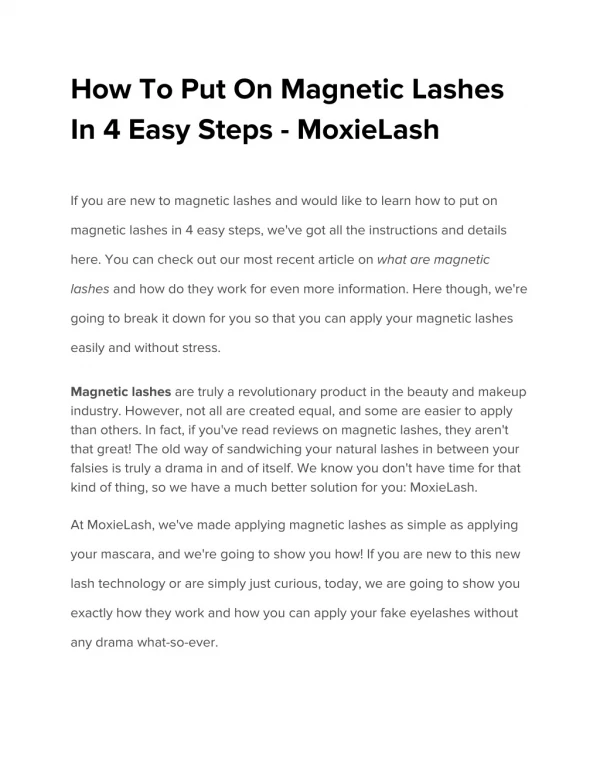 How To Put On Magnetic Lashes In 4 Easy Steps - MoxieLash