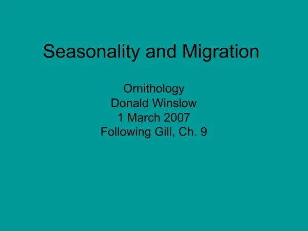 Seasonality and Migration