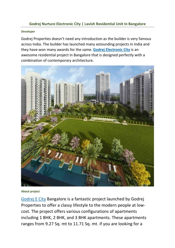 godrej nurture electronic city lavish residential