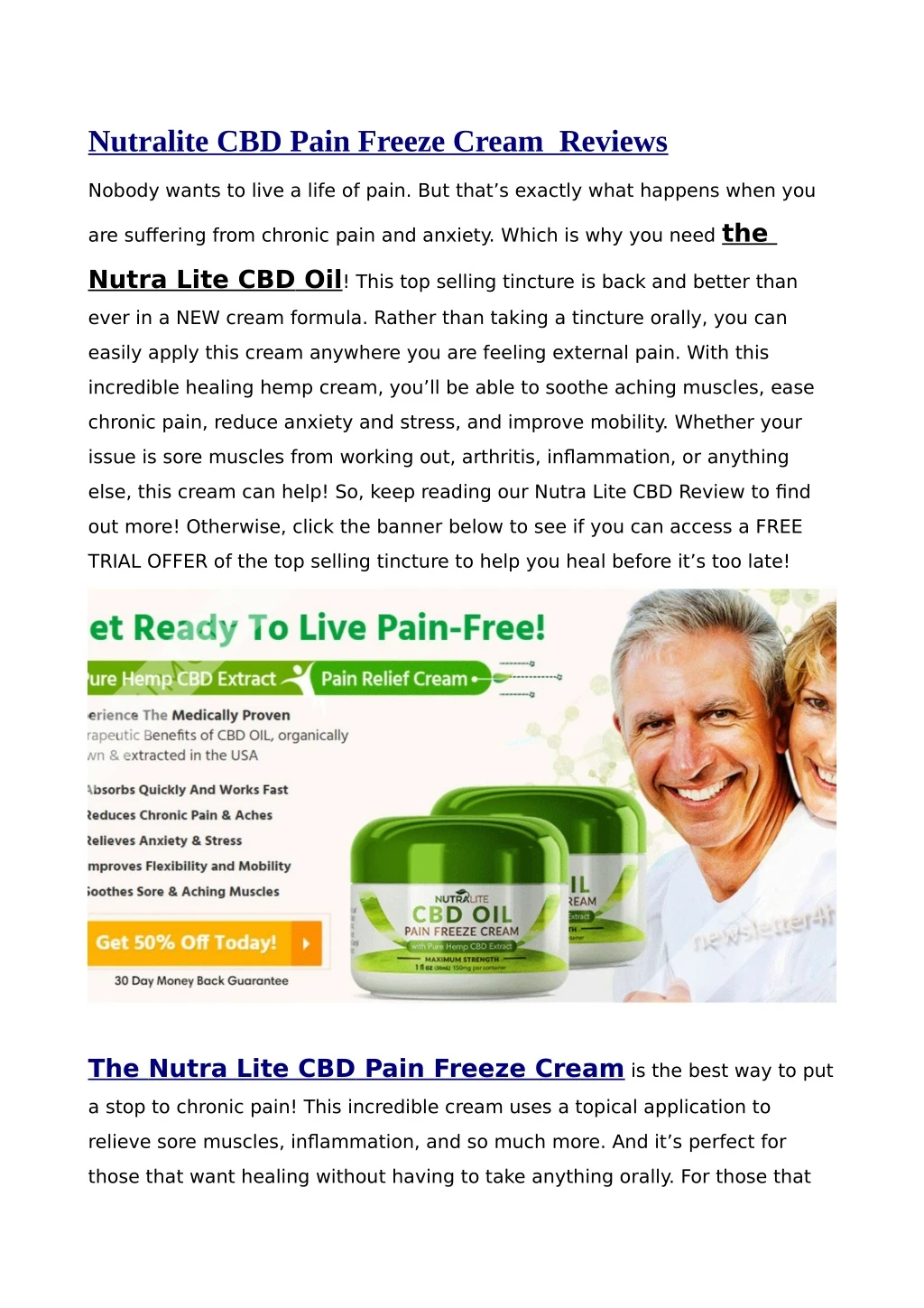 nutralite cbd pain freeze cream reviews